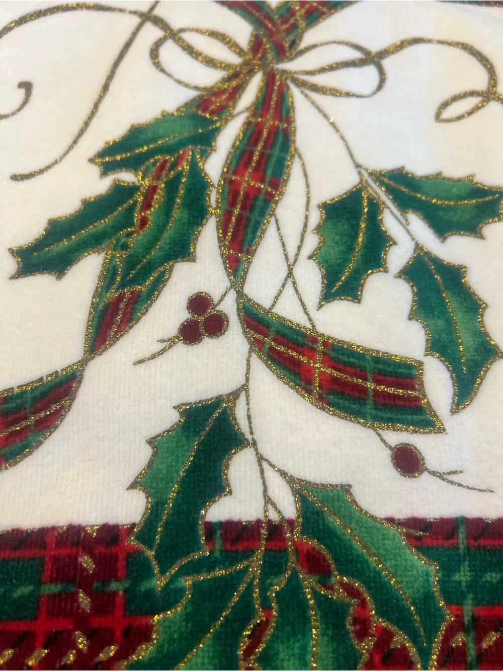 Lenox Holiday Nouveau Towel Set 3 Pc Bath & Fingertip Towels Holly Tartan Plaid